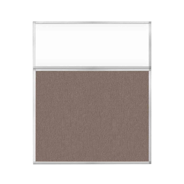 Hush Panel Configurable Cubicle Partition 5' x 6' W/ Window Latte Fabric Clear Window
